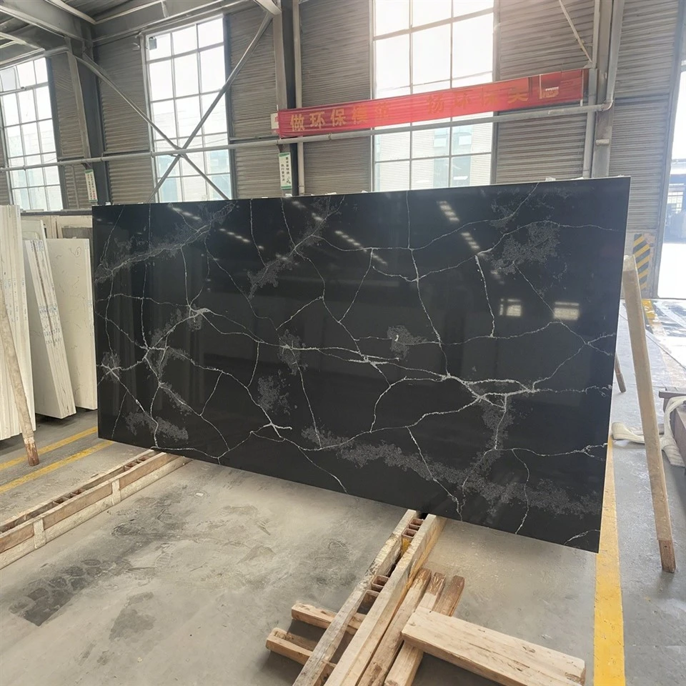 black marble quartz big slabs
